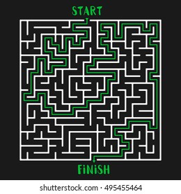 Maze Game with solution. Labyrinth Game with Entry and Exit. Find the Way Out Concept. Transportation. Logistics Abstract Background Concept. Business Path Concept. Vector Illustration.