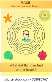  Maze game with solution. What did the man find on the beach?


