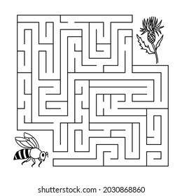 Juego de mazorca, llevar la abeja a la flor, ayudar a encontrar la forma de juego educativo para niños ilustración vectorial