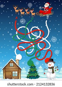 Maze-Spiel-Vorlage für Weihnachtsthemen Illustration