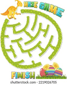 Maze game template in dinosaur theme for kids illustration