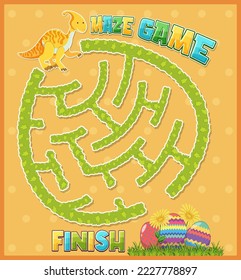 Maze-Spielvorlage in Dinosaurier-Thema für Kinder-Illustration