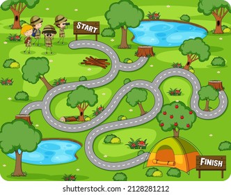 Maze game template in jungle theme illustration