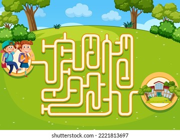 Maze game template for kids illustration