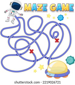 Maze game template in space theme for kids illustration