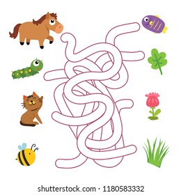 maze game vector design, animals matching game vector design
