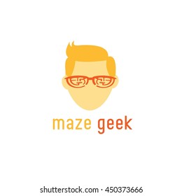 Maze Geek Logo Design Template. Vector Illustration