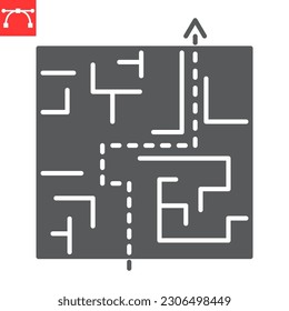 Maze glyph icon, solution and business , labyrinth vector icon, vector graphics, editable stroke solid sign, eps 10.