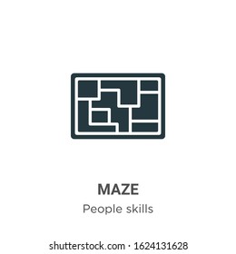 Maze glyph icon vector on white background. Flat vector maze icon symbol sign from modern people skills collection for mobile concept and web apps design.