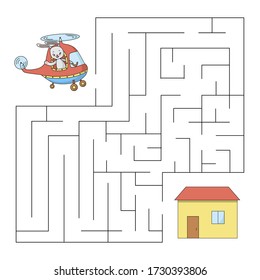 Maze Helicopter Bunny House Educational Children Stock Vector (Royalty ...