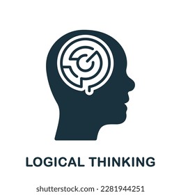 Maze in Human Head, Logical Thinking Silhouette Symbol. Mental Circle Labyrinth Glyph Piktogramm. Psychologie Solid Sign. Kreatives intellektuelles Prozesssymbol. Einzelne Vektorgrafik.