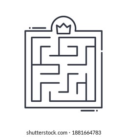 Maze Icon, Linear Isolated Illustration, Thin Line Vector, Web Design Sign, Outline Concept Symbol With Editable Stroke On White Background.