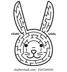 A maze illustration of a fashionable and simple rabbit face.Easy-to-use vector material.