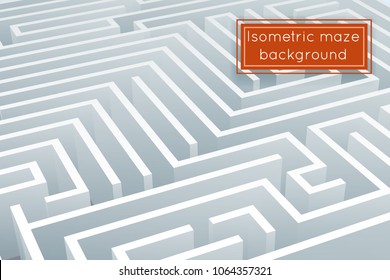 Maze Intricacy Labyrinth Isometric Background 3d Design Template Vector Illustration