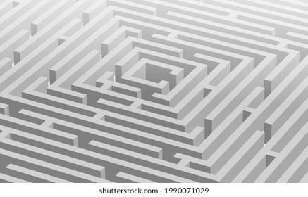 Plantilla de diseño 3d de fondo isométrico de laberinto intricado de laberinto. 3D complicada red irregular de pasajes, juego Laberinto. Maze 3D cuadrado. Encuentra la manera de jugar. Rompecabezas de salida y entrada.EPS vectores10