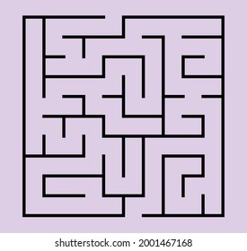 Maze for kids. Abstract square maze. Find the path to the gift. Game for kids. Puzzle for children. Labyrinth conundrum. Flat vector illustration isolated on white background.