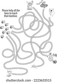 Maze for kids. Help the lost bees