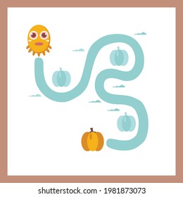 Maze. Kids mini game for development with cute monsters.