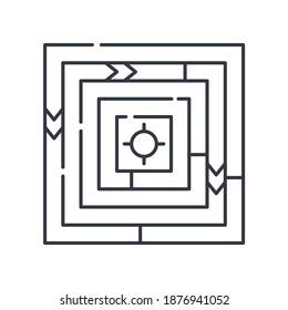 Maze Labirinth Icon, Linear Isolated Illustration, Thin Line Vector, Web Design Sign, Outline Concept Symbol With Editable Stroke On White Background.