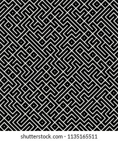 Maze / Labyrinth Abstract Geometric Seamless Pattern. Vector Illustration.
