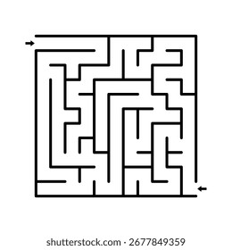 Labirinto labirinto, design de jogo de quebra-cabeça desafiador com uma seta de entrada e saída. Ilustração vetorial