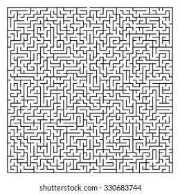 Maze / Labyrinth with Entry and Exit. Find the Way Out Concept. Transportation / Logistics Abstract Background Concept. Business Path Concept. Vector Illustration.