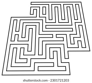 Maze Labyrinth With Entry And Exit. Vector Hand Drawn Illustration Isolated On White Background