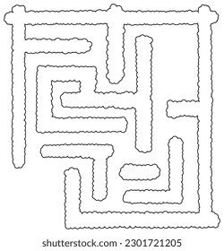 Maze Labyrinth With Entry And Exit. Vector Hand Drawn Illustration Isolated On White Background
