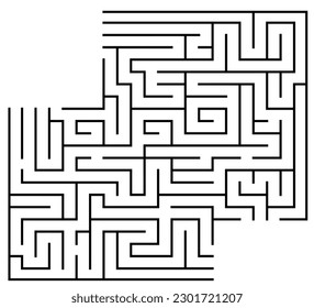 Maze Labyrinth With Entry And Exit. Vector Hand Drawn Illustration Isolated On White Background