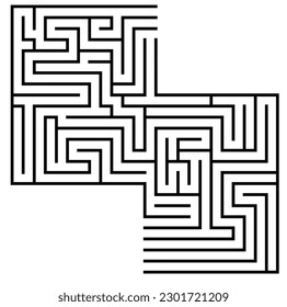 Maze Labyrinth With Entry And Exit. Vector Hand Drawn Illustration Isolated On White Background