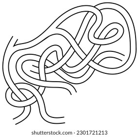 Laberinto De Maze Con Entrada Y Salida. Ilustración dibujada a mano vectorial aislada en fondo blanco