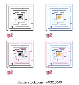 Maze or labyrinth game for children. EPS 10. Vector illustration.