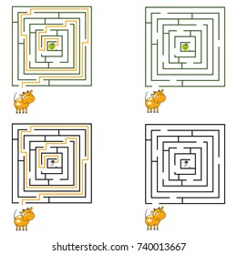 Maze or labyrinth game for children. EPS 10. Vector illustration.