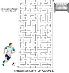 Maze or Labyrinth Game. Football. Graphic illustration
