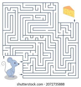 Maze or Labyrinth Game for Preschool Children. Puzzle. Tangled Road. Matching Game. Find right way