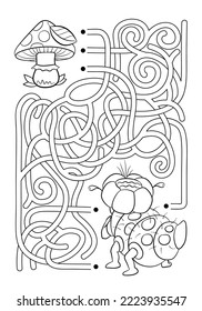 Maze or Labyrinth Game for Preschool Children. Puzzle. Tangled Road. Coloring Page Outline Of Cartoon caterpillar. Coloring book for kids. Alice tale