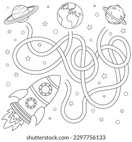 Maze or Labyrinth Game for Preschool Children. Puzzle. Tangled Road. Coloring book for kids.