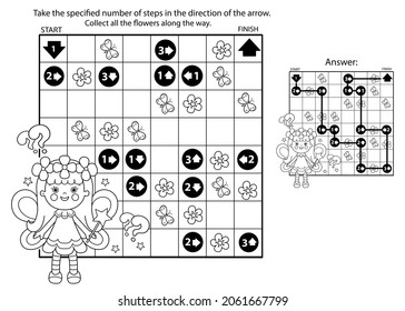 Maze or Labyrinth Game. Puzzle. Coloring Page Outline Of cartoon flower fairy with magic wand. Little kind wizard or magician. Fairy tale. Coloring book for kids
