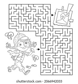 Maze Labyrinth Game Puzzle Coloring Page Stock Vector (Royalty Free ...