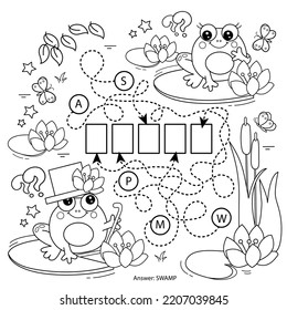 Maze or Labyrinth Game. Puzzle. Coloring Page Outline Of cartoon little frogs. Coloring book for kids.