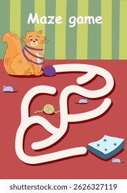 Laberinto o Laberinto Juego. Puzzle. Juego de laberinto educativo para niños. Ilustración vectorial de dibujos animados	
