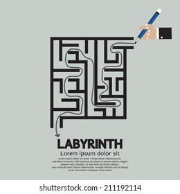 Maze Labyrinth Graphic Vector Illustration