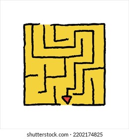 Maze labyrinth hand-drawn icon vector graphic illustration