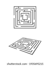icono del laberinto del laberinto del laberinto 3d aislado en blanco