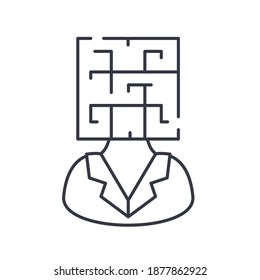 Maze Labyrinth Icon, Linear Isolated Illustration, Thin Line Vector, Web Design Sign, Outline Concept Symbol With Editable Stroke On White Background.