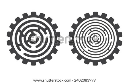 maze labyrinth inside cog gear wheel icon