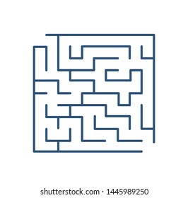 Maze or labyrinth isolated on white background. Tour puzzle with entrance and exit. Riddle to solve. Decorative design element. Smart challenge. Creative monochrome flat linear vector illustration.