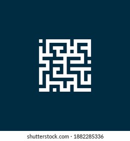 Maze or labyrinth logo icon symbol, maze game illustration vector design