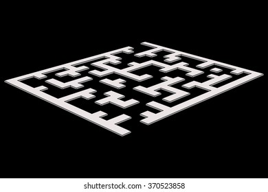 Maze, labyrinth. Perspective icon on black background. Vector illustration