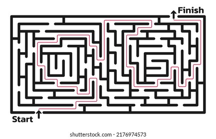 Maze. Labyrinth or puzzle game. Find the right way or solution. Vector illustration.